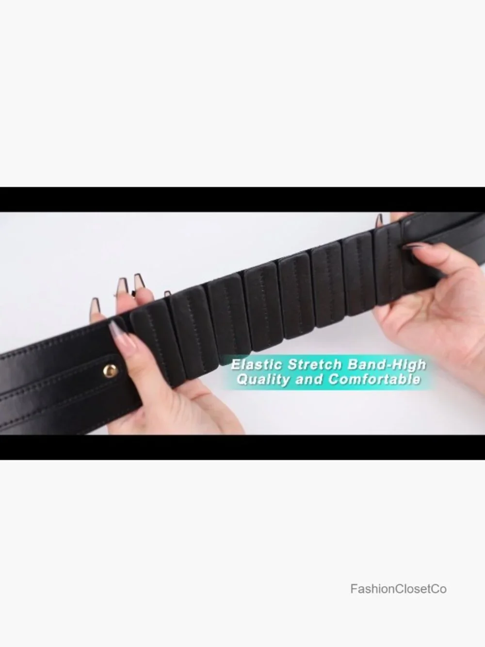 Wide Elastic Waist Belt for Dresses Stretch Cinch Faux Leather
